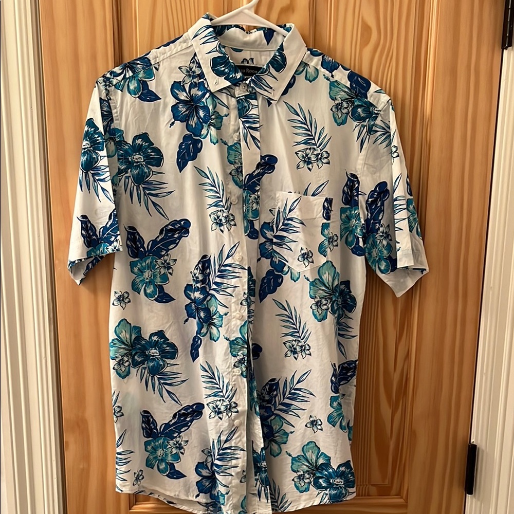 Floral Blue and White Men's Shirt